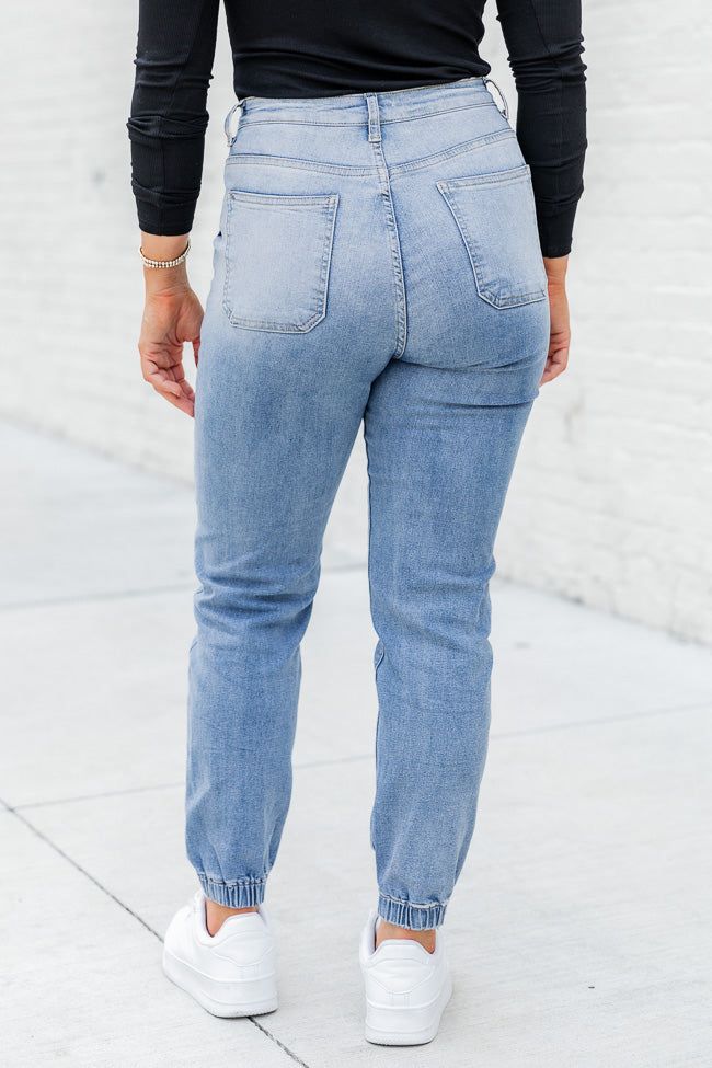 Let's Have Fun Medium Wash Denim Joggers FINAL SALE sold by Pink Lily product image thumbnail 3