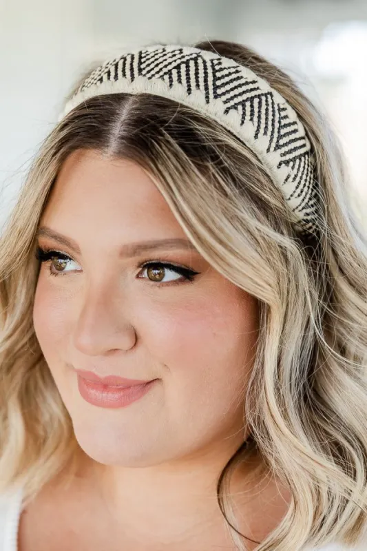 Summer Forever Black and Beige Patterned Woven Headband FINAL SALE sold by Pink Lily
