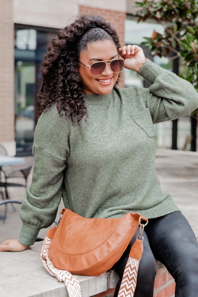 Never Wanna Go Olive Pocketed Oversized Sweater sold by Pink Lily product image thumbnail 8