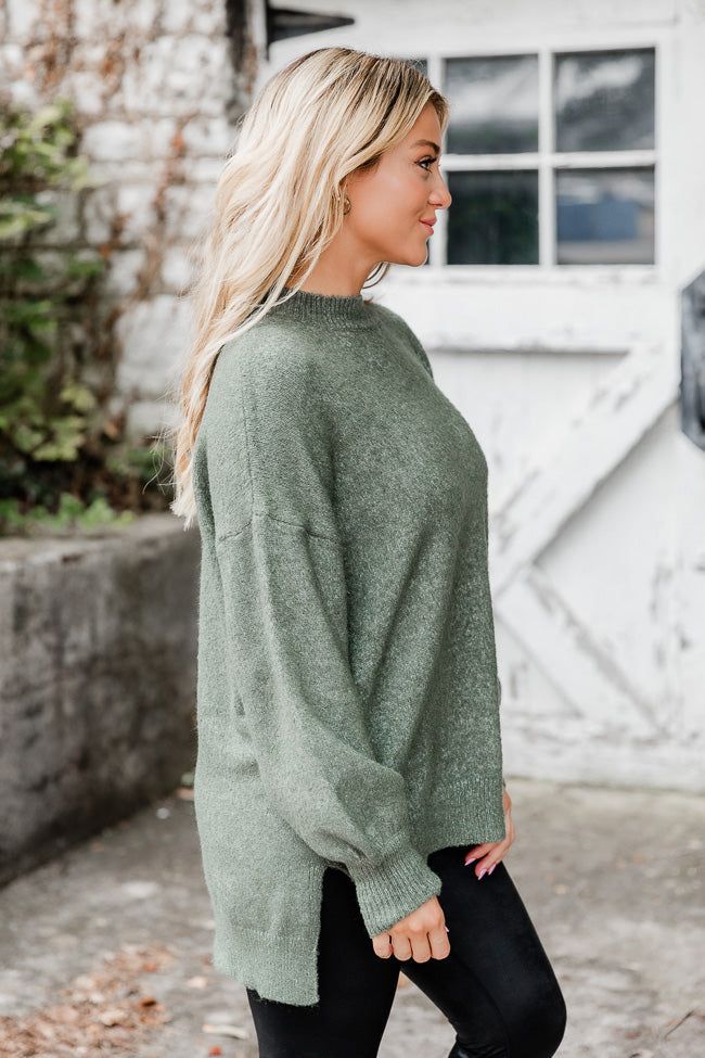 Never Wanna Go Olive Pocketed Oversized Sweater sold by Pink Lily product image thumbnail 4