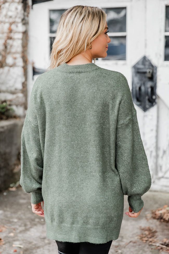 Never Wanna Go Olive Pocketed Oversized Sweater sold by Pink Lily product image thumbnail 5