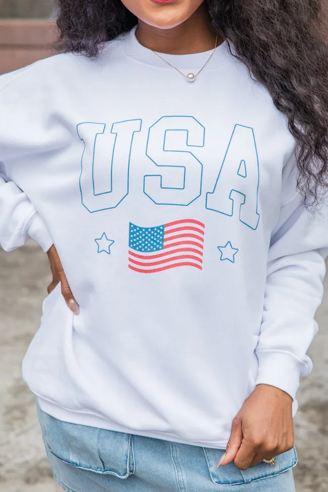 USA Flag White Oversized Graphic Sweatshirt sold by Pink Lily product image thumbnail 2