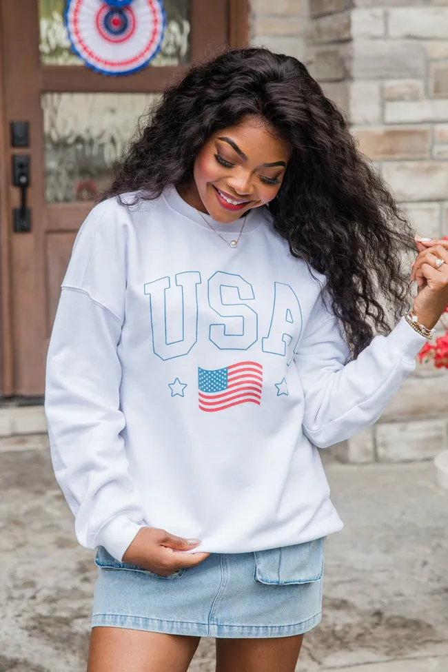USA Flag White Oversized Graphic Sweatshirt sold by Pink Lily product image thumbnail 5