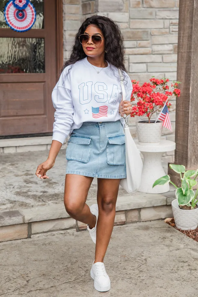 USA Flag White Oversized Graphic Sweatshirt sold by Pink Lily product image thumbnail 3