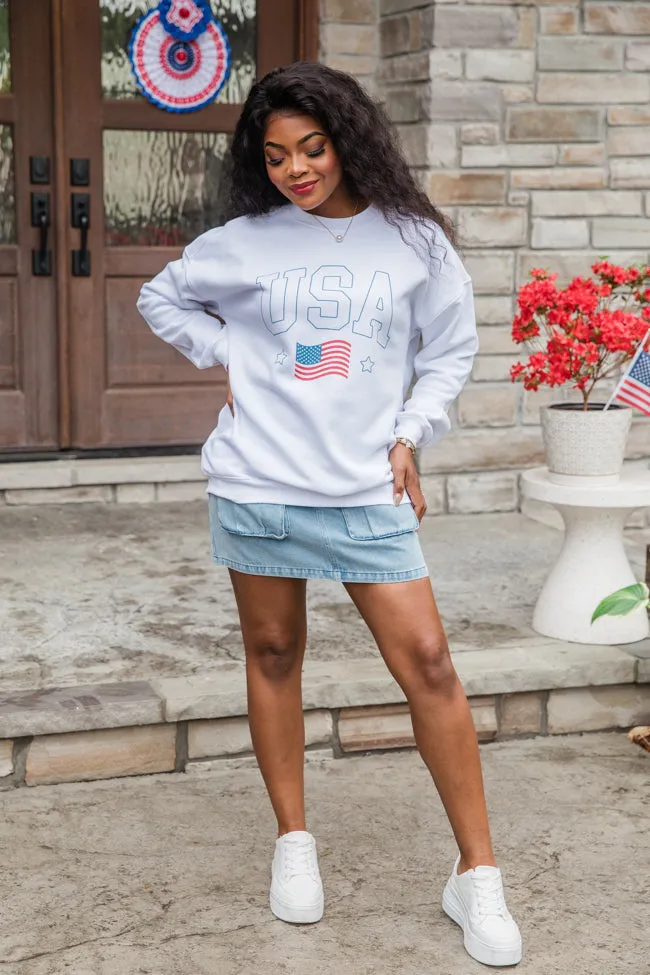 USA Flag White Oversized Graphic Sweatshirt sold by Pink Lily product image thumbnail 4