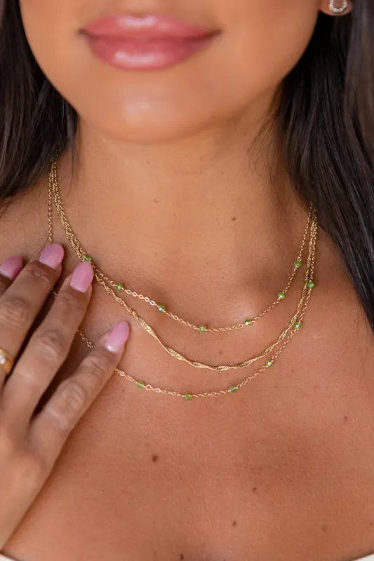 Green Beaded Layering Necklace FINAL SALE sold by Pink Lily