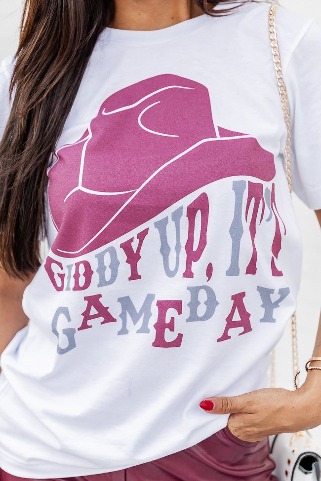 Giddy Up Its Gameday Maroon White Graphic Tee sold by Pink Lily product image thumbnail 3