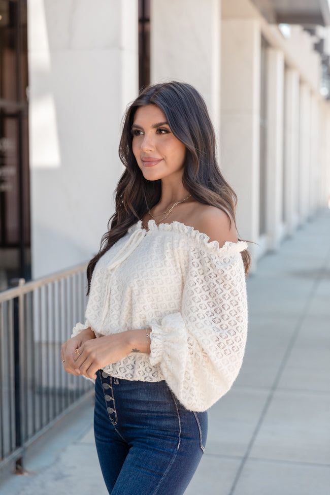 Now's Your Time Cream Lace Off The Shoulder Blouse sold by Pink Lily product image thumbnail 5