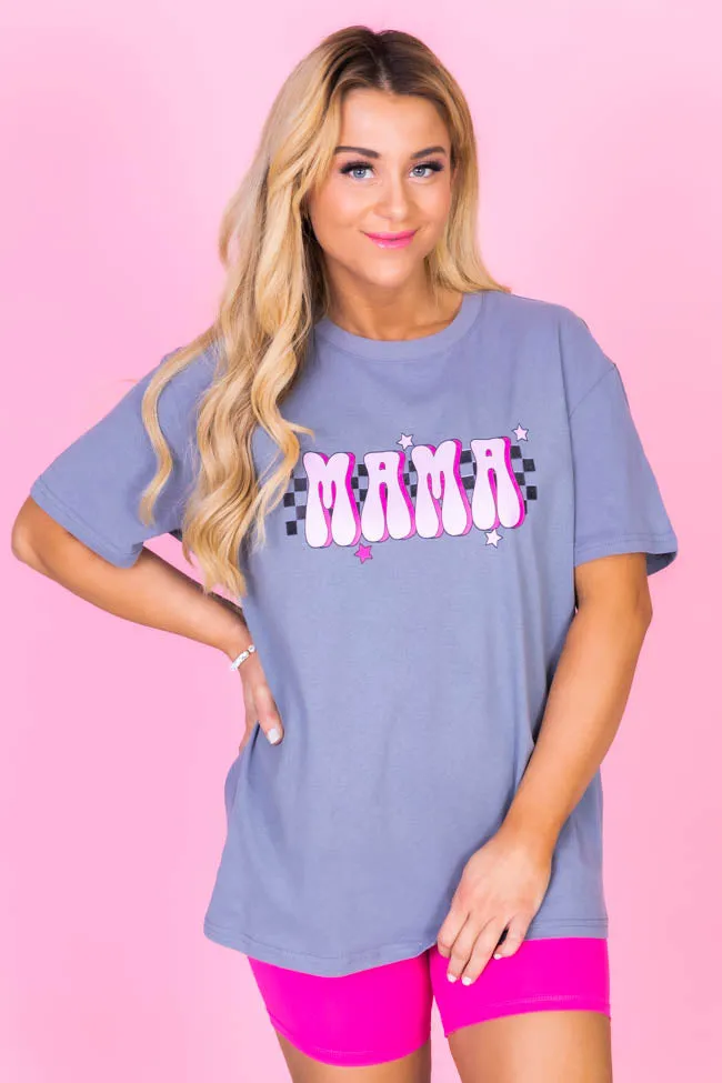 Mama Checkered Star Grey Oversized Graphic Tee sold by Pink Lily product image thumbnail 4