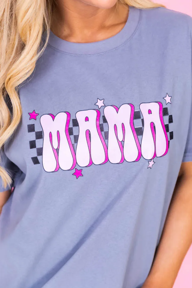 Mama Checkered Star Grey Oversized Graphic Tee sold by Pink Lily product image thumbnail 3