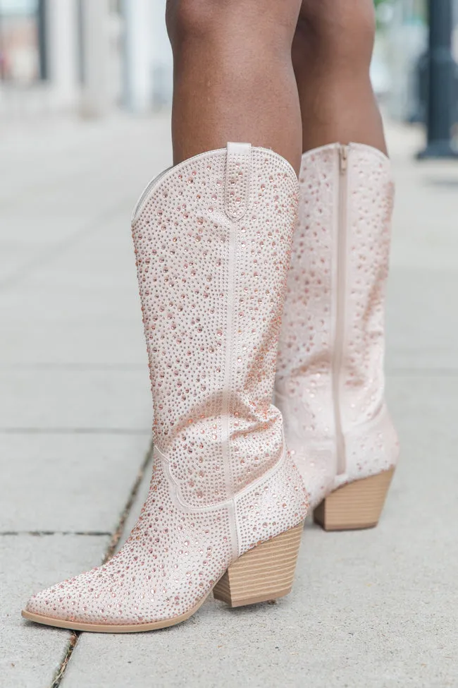 June Taupe Rhinestone Boots FINAL SALE sold by Pink Lily