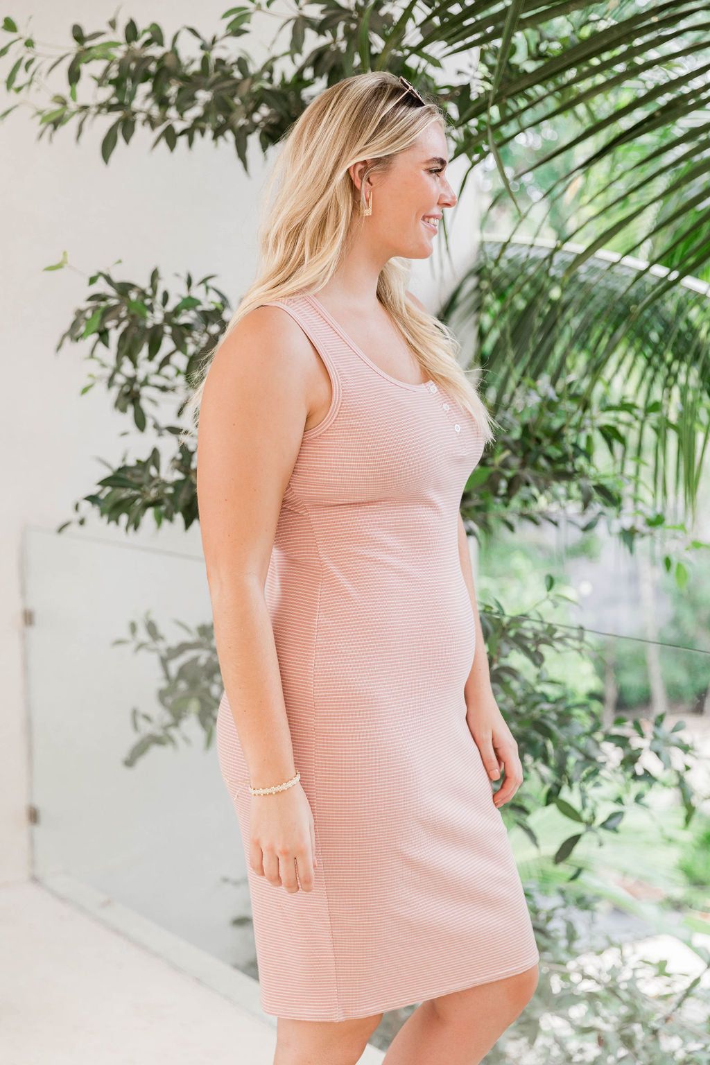 Favorite Records Pink/White Stripe Midi Tank Dress FINAL SALE sold by Pink Lily product image thumbnail 13