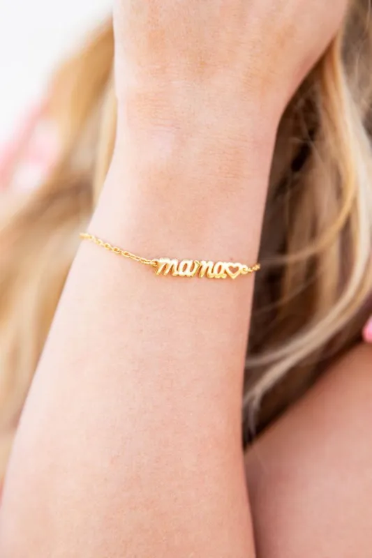 A Mother's Love Gold Mama Bracelet sold by Pink Lily