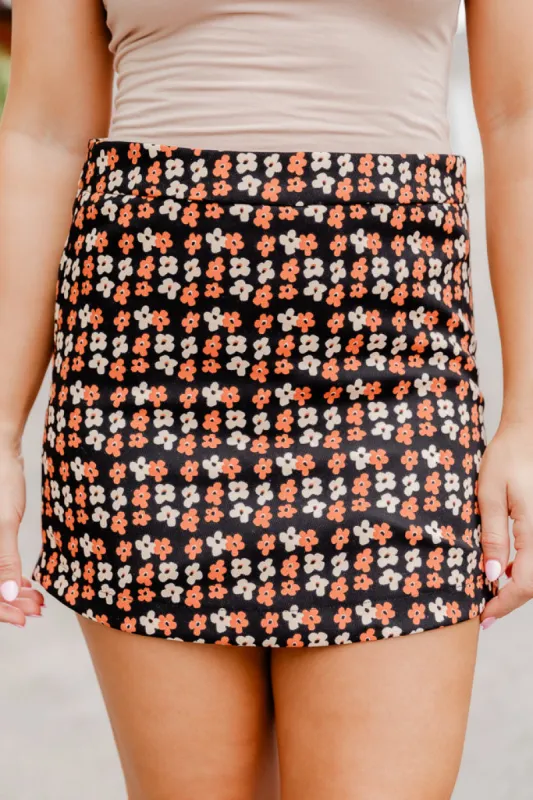 It's Time To Go Black And Brown Floral Print Cord Skort FINAL SALE sold by Pink Lily