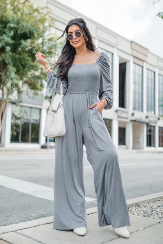 Deep In My Heart Heather Grey Knit Solid Jumpsuit FINAL SALE sold by Pink Lily