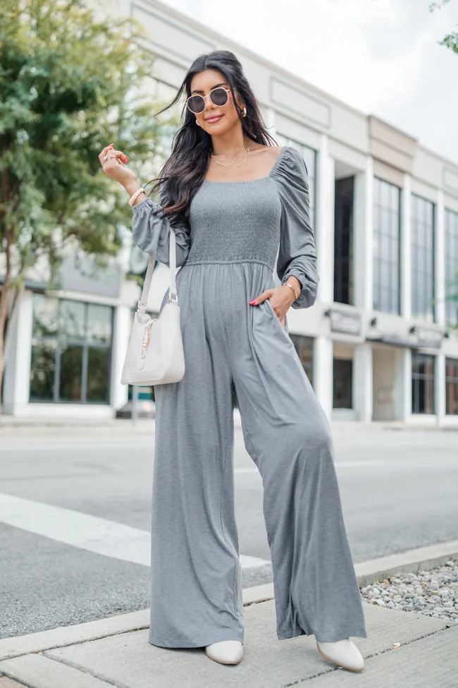Deep In My Heart Heather Grey Knit Solid Jumpsuit FINAL SALE sold by Pink Lily
