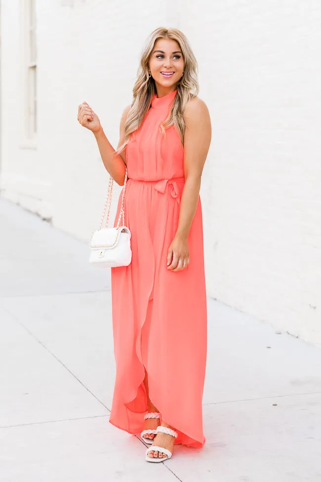 Tell Me About It Bright Coral Maxi Dress FINAL SALE sold by Pink Lily product image thumbnail 4