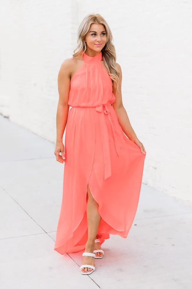 Tell Me About It Bright Coral Maxi Dress FINAL SALE sold by Pink Lily product image thumbnail 2