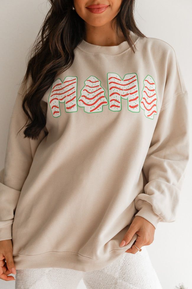 Mama Christmas Cakes Cream Oversized Graphic Sweatshirt sold by Pink Lily product image thumbnail 3