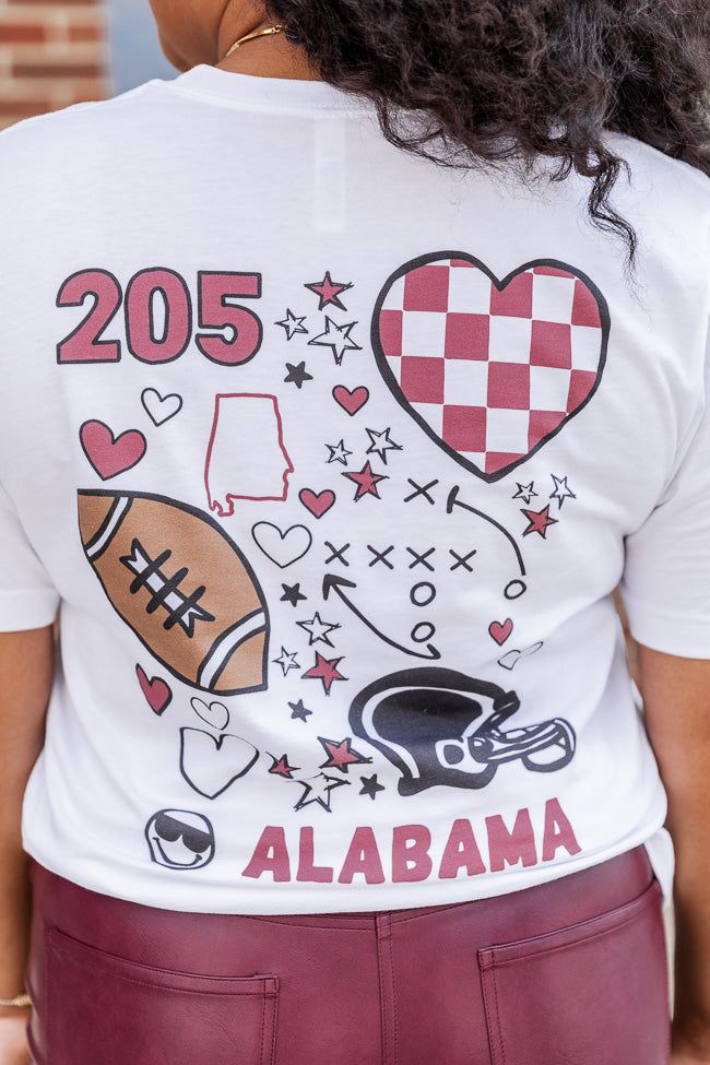 Alabama 205 White Graphic Tee sold by Pink Lily