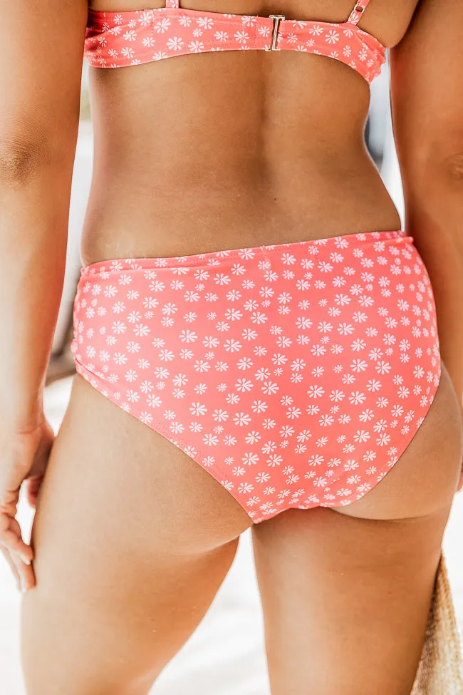 Covered In Sunshine Coral Floral Mid Rise Bikini Bottoms FINAL SALE sold by Pink Lily product image thumbnail 4