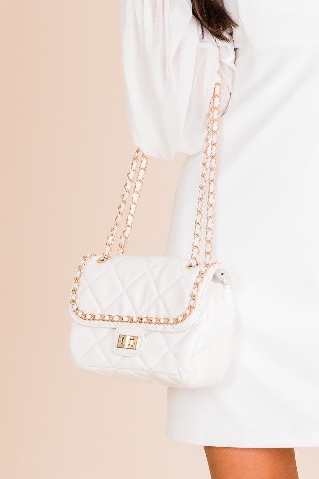 Rude Awakening White Quilted Crossbody Purse sold by Pink Lily