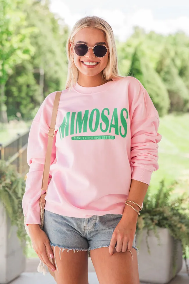 Mimosas Make Everything Better Light Pink Oversized Graphic Sweatshirt sold by Pink Lily
