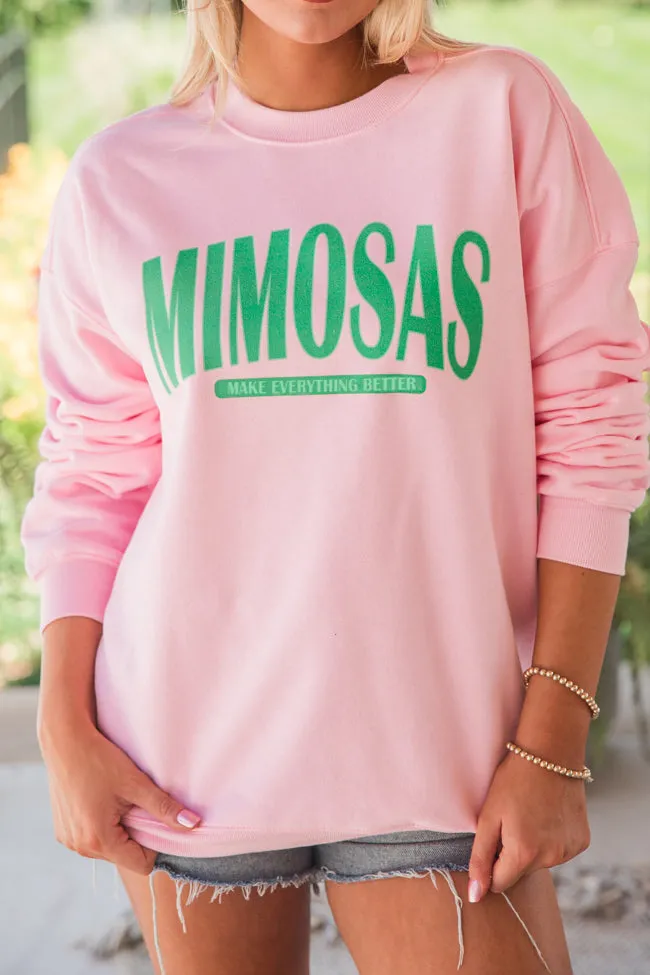 Mimosas Make Everything Better Light Pink Oversized Graphic Sweatshirt sold by Pink Lily product image thumbnail 3