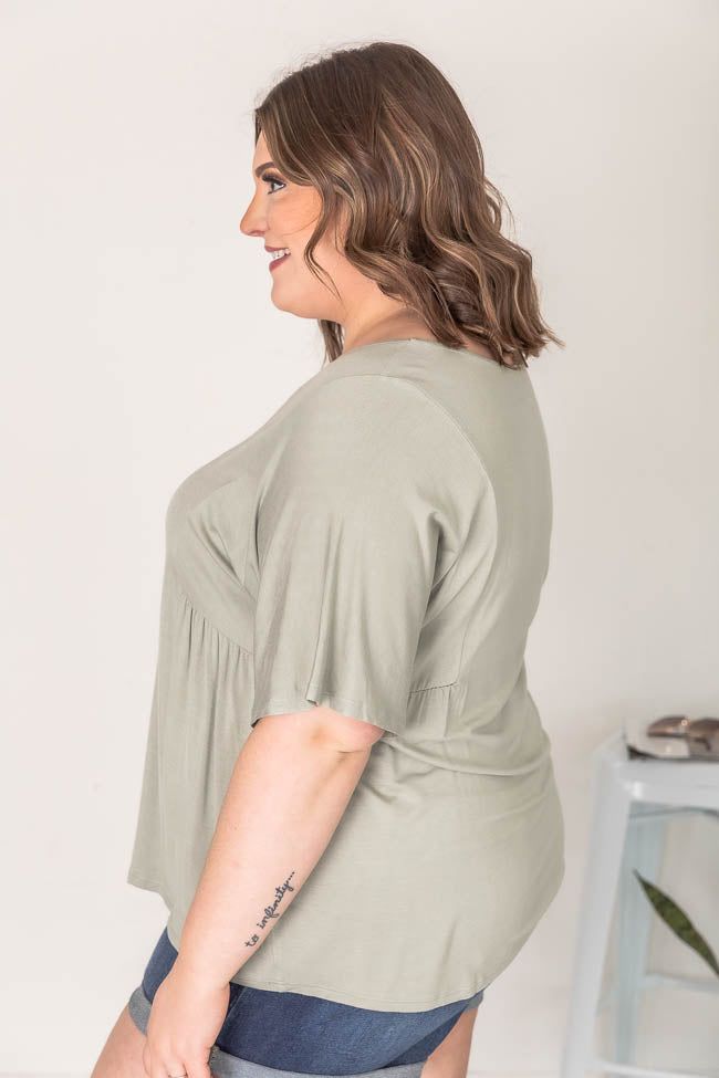 Happiest Here Sage V-Neck Blouse FINAL SALE sold by Pink Lily product image thumbnail 15