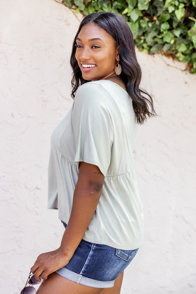 Happiest Here Sage V-Neck Blouse FINAL SALE sold by Pink Lily product image thumbnail 11