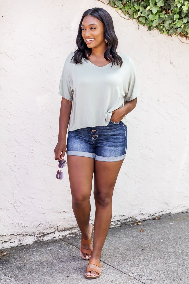 Happiest Here Sage V-Neck Blouse FINAL SALE sold by Pink Lily product image thumbnail 9