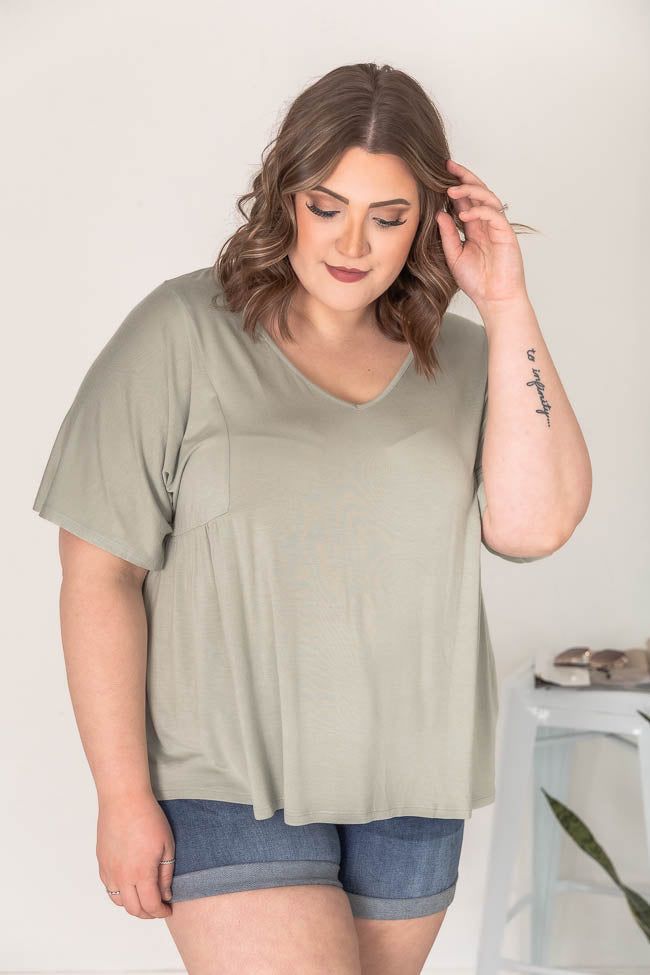 Happiest Here Sage V-Neck Blouse FINAL SALE sold by Pink Lily product image thumbnail 14