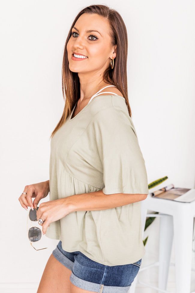 Happiest Here Sage V-Neck Blouse FINAL SALE sold by Pink Lily product image thumbnail 7