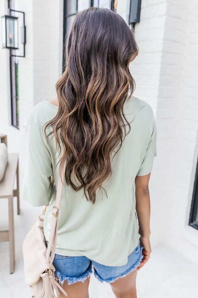 Happiest Here Sage V-Neck Blouse FINAL SALE sold by Pink Lily product image thumbnail 4