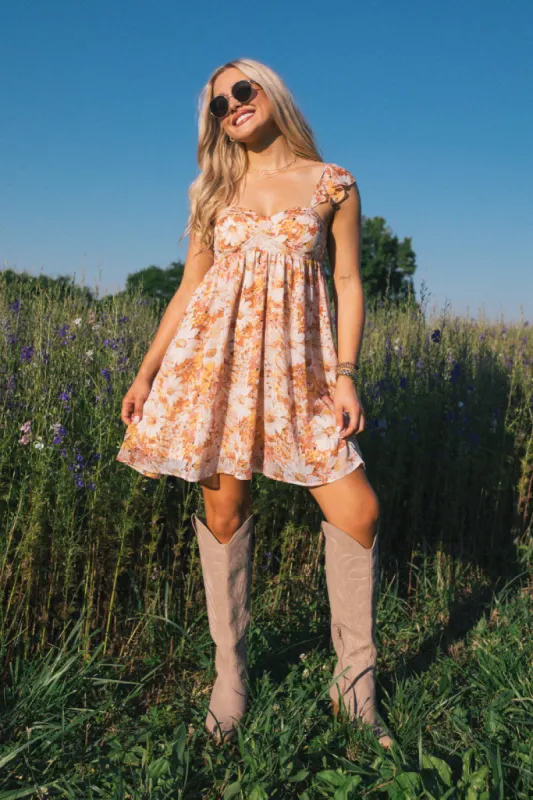 On The Way Home Multi Printed Frill Shoulder Mini Dress FINAL SALE sold by Pink Lily