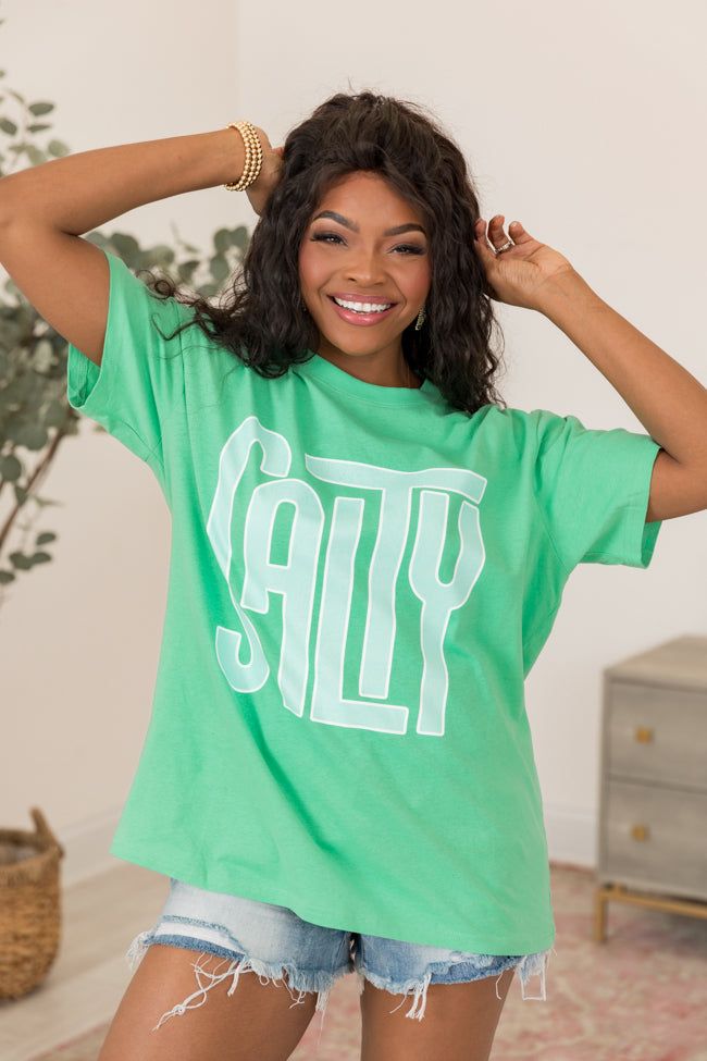 Salty Block Green Oversized Graphic Tee sold by Pink Lily product image thumbnail 4