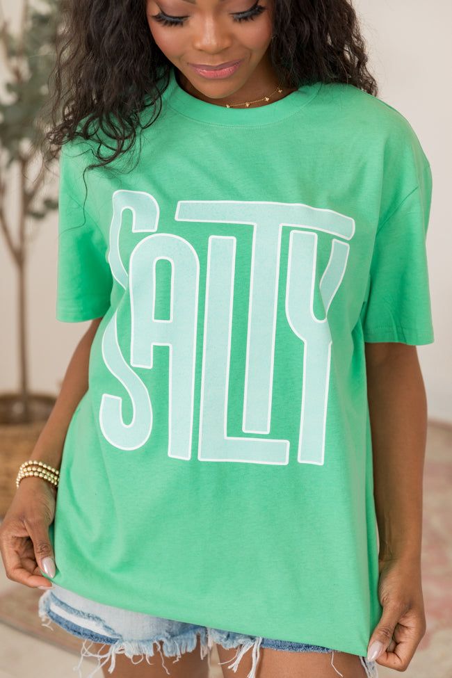Salty Block Green Oversized Graphic Tee sold by Pink Lily product image thumbnail 3