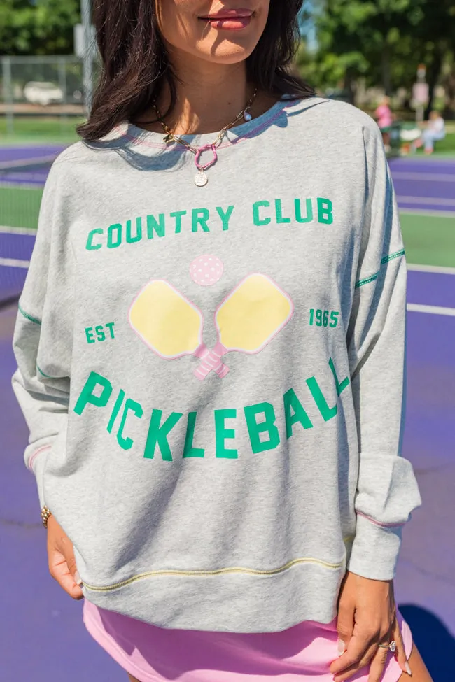 To The Pickleball Court Heather Grey Contrast Stitch Graphic Sweatshirt FINAL SALE sold by Pink Lily product image thumbnail 3