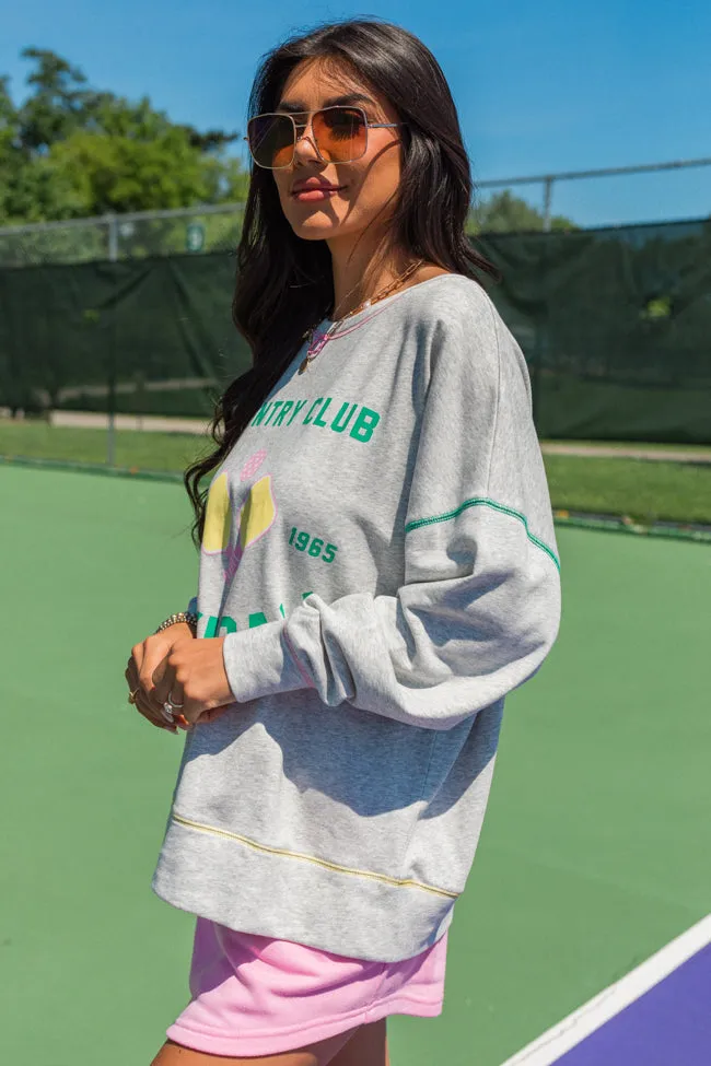 To The Pickleball Court Heather Grey Contrast Stitch Graphic Sweatshirt FINAL SALE sold by Pink Lily product image thumbnail 5