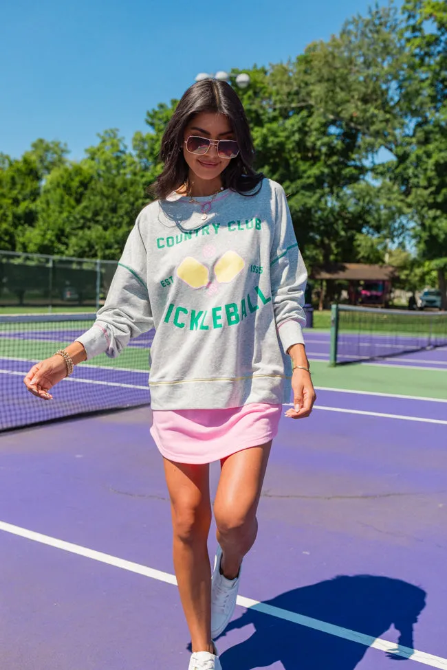 To The Pickleball Court Heather Grey Contrast Stitch Graphic Sweatshirt FINAL SALE sold by Pink Lily product image thumbnail 4