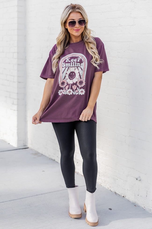 Keep Smiling Purple Comfort Color Graphic Tee sold by Pink Lily product image thumbnail 2