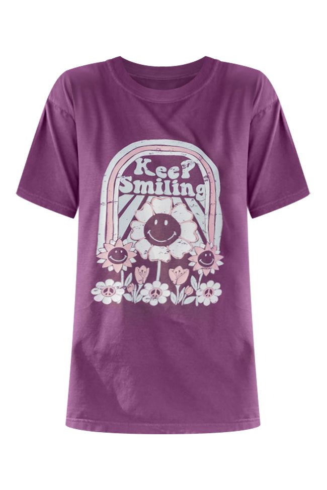 Keep Smiling Purple Comfort Color Graphic Tee sold by Pink Lily product image thumbnail 4
