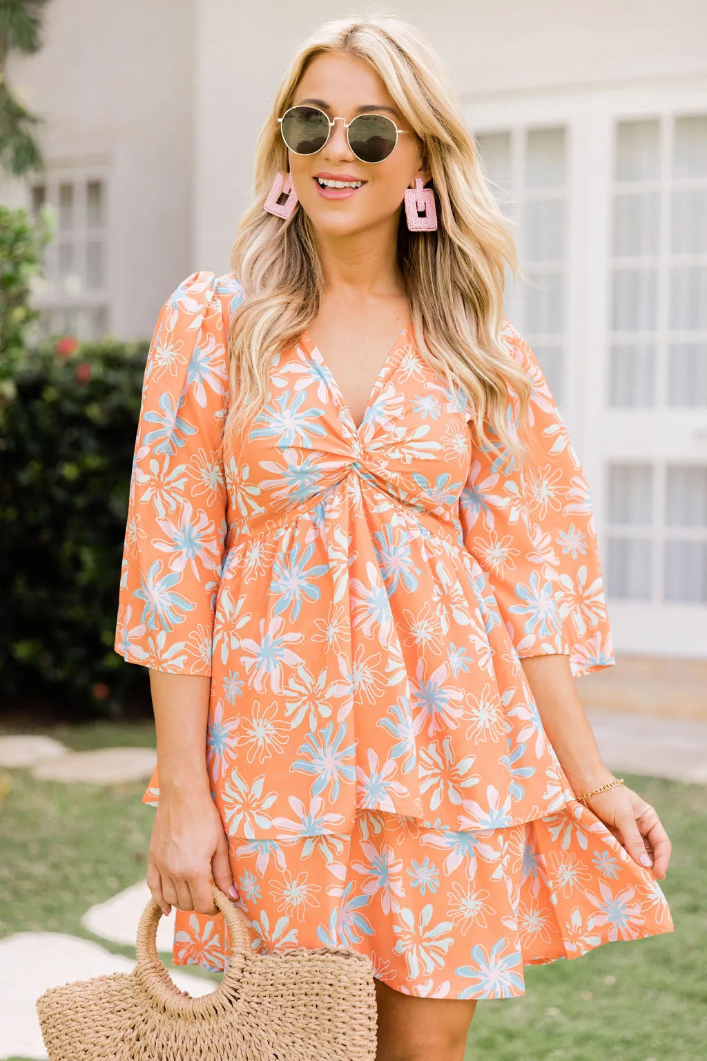 Morning Mimosas Bright Orange Floral Mini Dress FINAL SALE sold by Pink Lily product image thumbnail 3