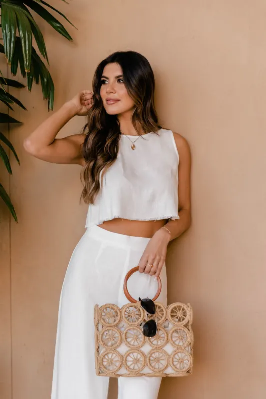 My Exciting News White Fringe Cropped Top FINAL SALE sold by Pink Lily