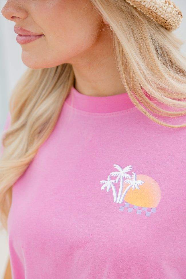 Forever Chasing Sunsets Pink Oversized Graphic tee sold by Pink Lily product image thumbnail 2