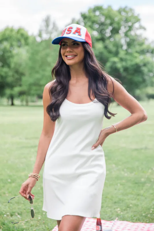 New Adventure White Ribbed Mini Dress FINAL SALE sold by Pink Lily