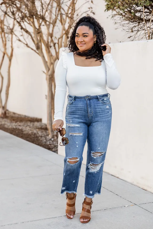 Unbeatable Sights Ivory Ruffle Shoulder Bodysuit FINAL SALE sold by Pink Lily product image thumbnail 5