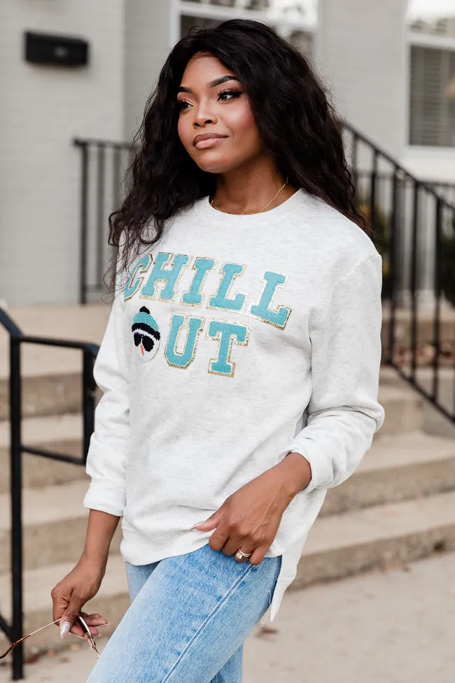 Chill Out Chenille Patch Ash Graphic Sweatshirt FINAL SALE sold by Pink Lily product image thumbnail 4