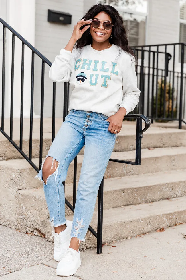 Chill Out Chenille Patch Ash Graphic Sweatshirt FINAL SALE sold by Pink Lily product image thumbnail 3