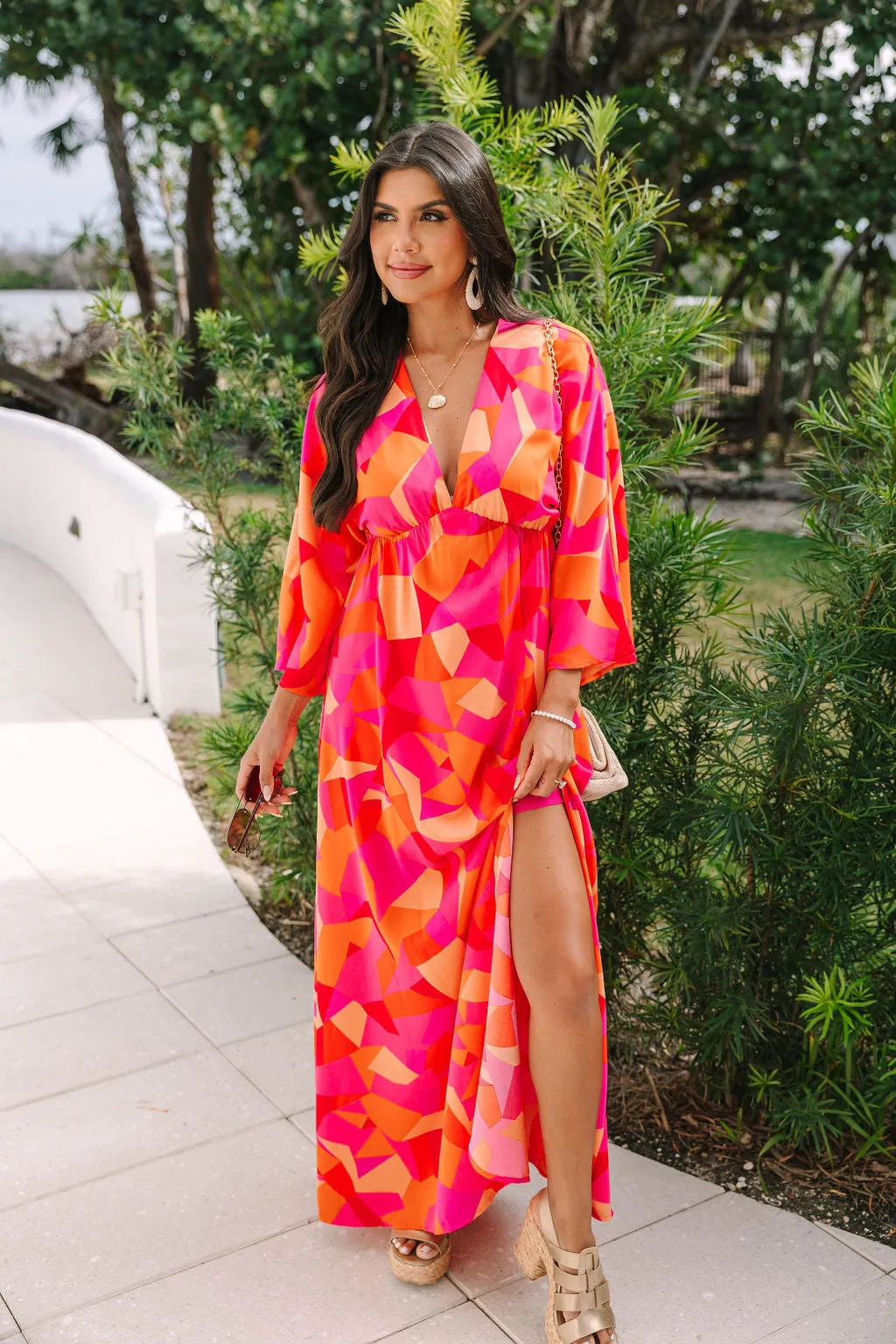 Where We Met in Serene Sunset Printed Woven Maxi Dress FINAL SALE sold by Pink Lily
